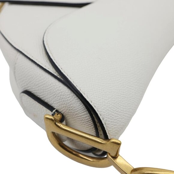 Christian Dior  Saddle Grained Calfskin Leather Shoulder Bag Off White - Picture 7 of 15